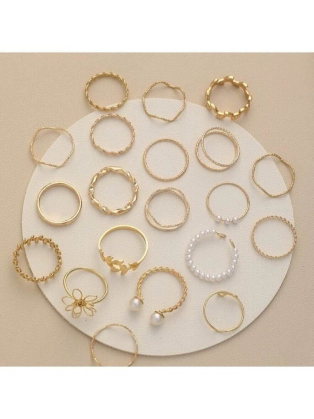 Gold 20pc Flower & Leaf Ring Set - Picture 4 of 4